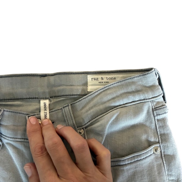 Rag & Bone Ankle Skinny Jeans Sz 27 Light Grey Frayed Hem Cropped Stretch - Picture 2 of 9